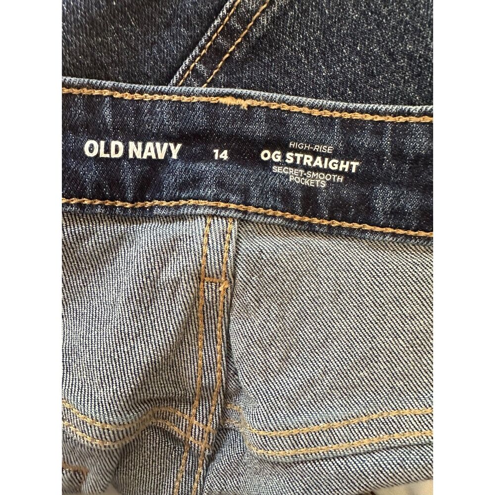 Old Navy Women's High-Waisted Button-Fly OG Straight Ankle Jeans Size 14 Raw Hem - Picture 3 of 5